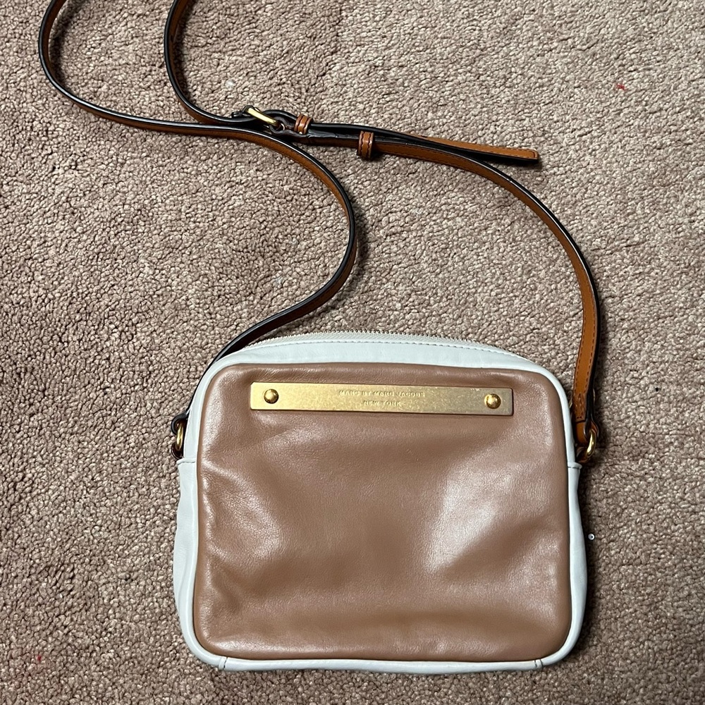 Authentic Marc Jacobs brown and white shoulder bag